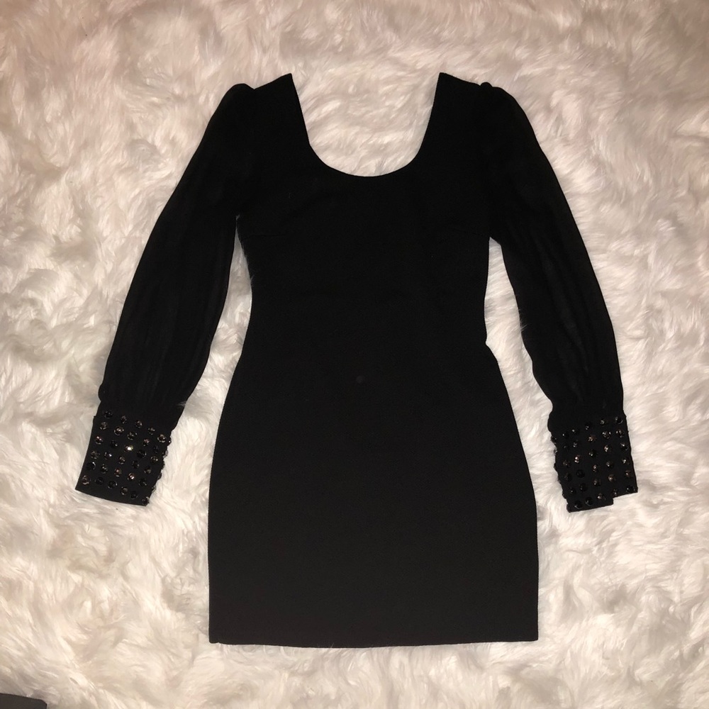 Sheer long sleeve Dress with Beaded wristbands